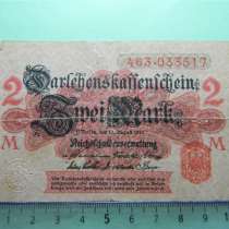2 марки, zwei mark, Германия,1914г, Ro.52b, F, 463*033517, в г.Ереван
