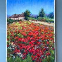 Картина сухой пастелью «Маковое поле», в Москве