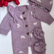 Комбинезон вязанный, шапочка и пинеточки, в Холмске