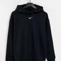 Чёрный худи oversized с логотипом-галочкой Nike, в Москве