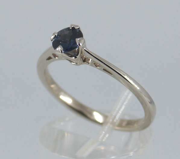 Золотое кольцо с глубоким-синим Сапфиром Ф 5 мм в Москве фото 10