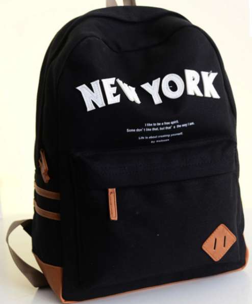 Рюкзак синий черный искусственная кожа холст New York