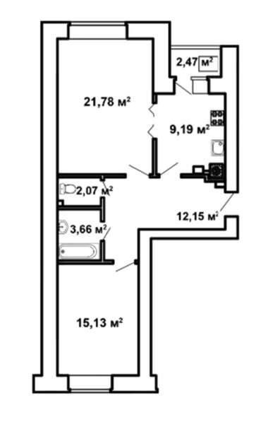 Продам двухкомнатную квартиру в Тверь.Жилая площадь 66,45 кв.м.Дом кирпичный.Есть Балкон. в Твери фото 13