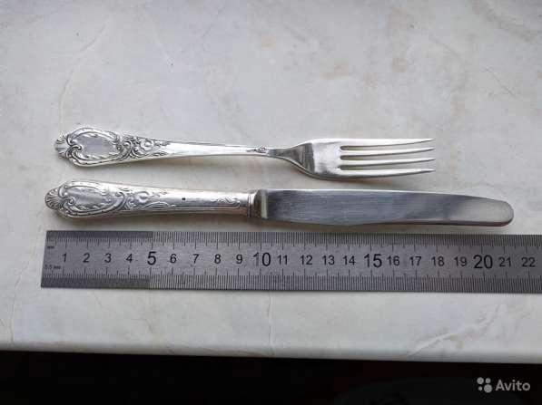 Десертная вилка и нож, серебро, 875 проба в Москве