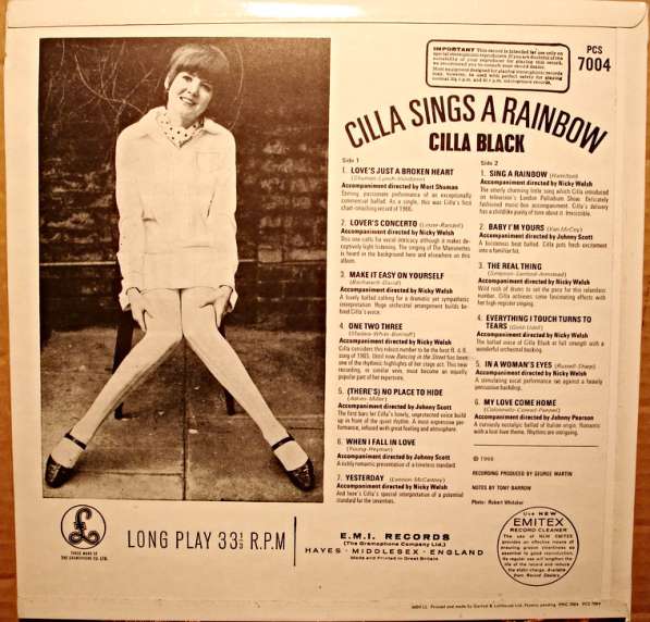 Пластинка виниловая Cilla Black ‎– Cilla Sings A Rainbow(UK) в Санкт-Петербурге фото 4