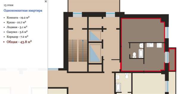 Продам однокомнатную квартиру в Тверь.Жилая площадь 44 кв.м.Этаж 13. в Твери фото 8