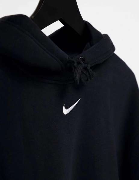 Чёрный худи oversized с логотипом-галочкой Nike в Москве фото 4