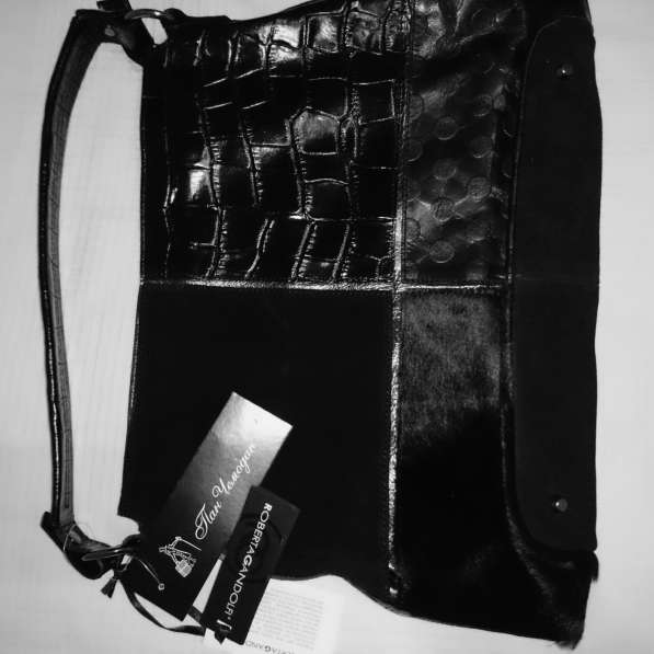 Сумка Пан-чемодан черная комбинирован натуральная кожа 35*25