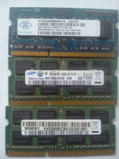 Оперативная память для ноутбука на 2 Гб Samsung, Nanya M471B5673FHO-CH9