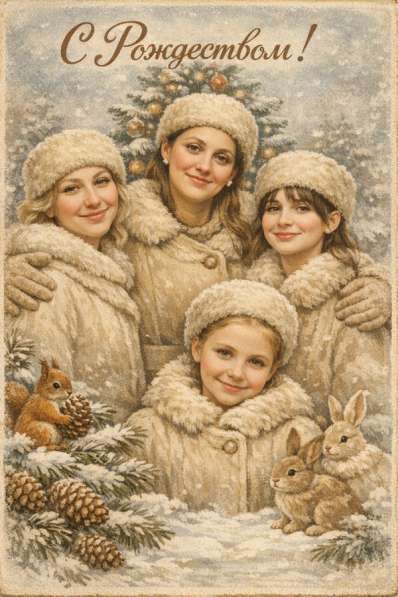 Рождественская открытка с вашим фото в 