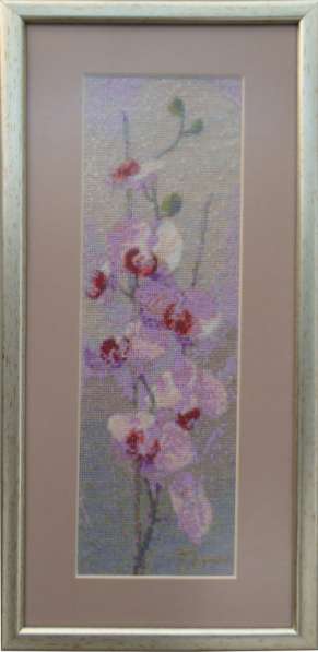 Картина «Орхидеи»,ручная работа, вышивка