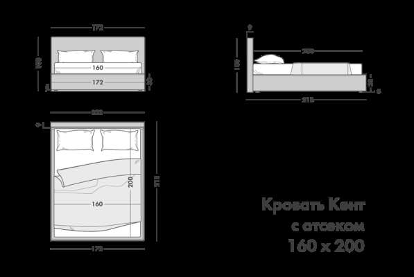 Кровать с мягким изголовьем и отсеком для хранения в Казани