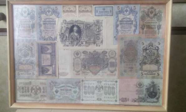 Панно из старых банкнот 40х60см