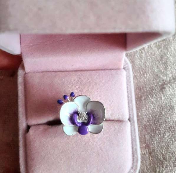 Серебряное кольцо орхидея фаленопсис
