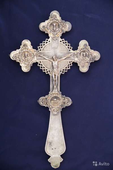 Старинный напрестольный крест. Серебро "84". Мoсква, 1875 г
