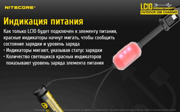 NiteCore Зарядное устройство для 1 Li-ion аккумулятора NiteCore LC10 в Москве фото 4