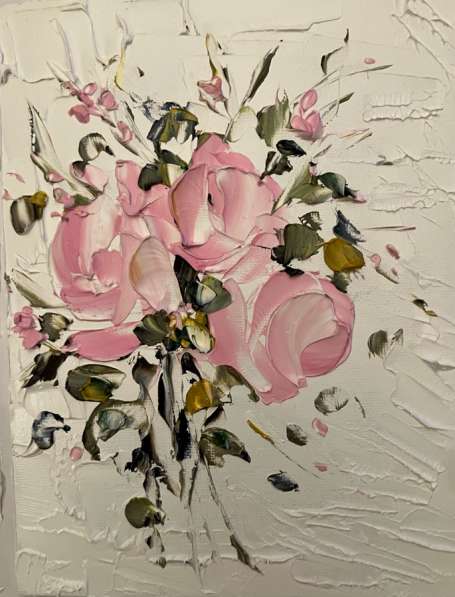 Картина маслом Цветы мастихином