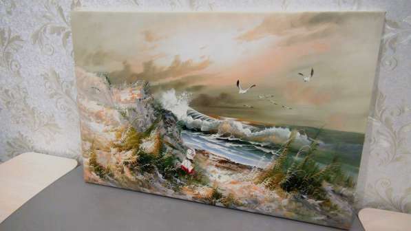 Девочка у моря, 90х60см, Картина маслом на холсте