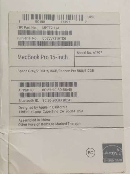 Ноутбук MacBook Pro 15 2017 512gb в Москве