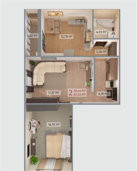 Продам двухкомнатную квартиру в Тверь.Жилая площадь 62 кв.м.Этаж 7.Есть Балкон. в Твери фото 14