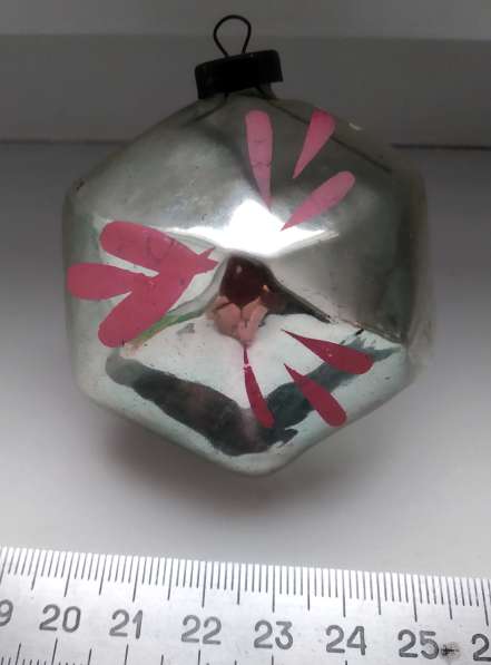 Елочная игрушка старинная стекло роспись Льдинка Кристалл