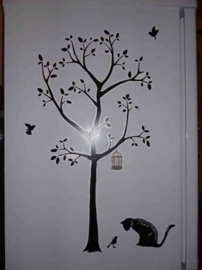 Наклейка дерево и кошка на белом фоне в Краснодаре фото 5