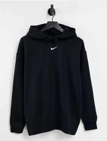 Чёрный худи oversized с логотипом-галочкой Nike