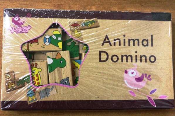 Домино детское animal в деревянной коробке