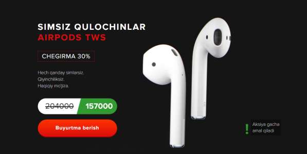 Airpods TWS simsiz quloqchinlari