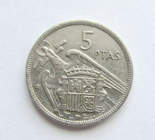 Монета 5 песет Испания 1957 г в 