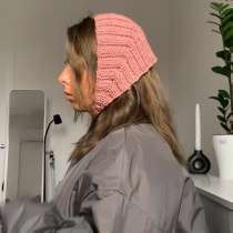 Чепчик косынка вязанна розовая, в Москве