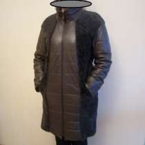 Женское, зимнее, кожаное пальто с натуральным мехом ягненка, в Дмитрове