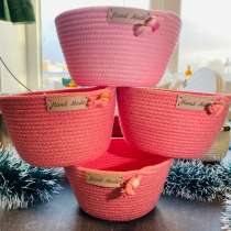 Корзинки из хлопкового шнура ширина 12 см высота 9 см, в Самаре
